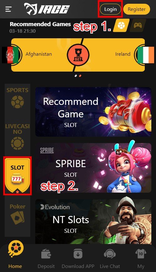 HOW TO PLAY SLOT MACHINE in 4RABET: step 1.-2.